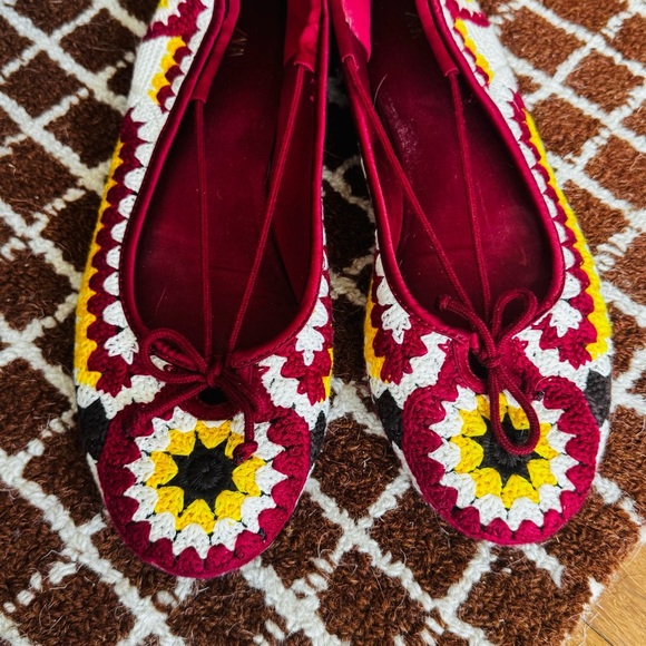 ZARA yellow & red crochet ballet flats - Picture 4 of 6